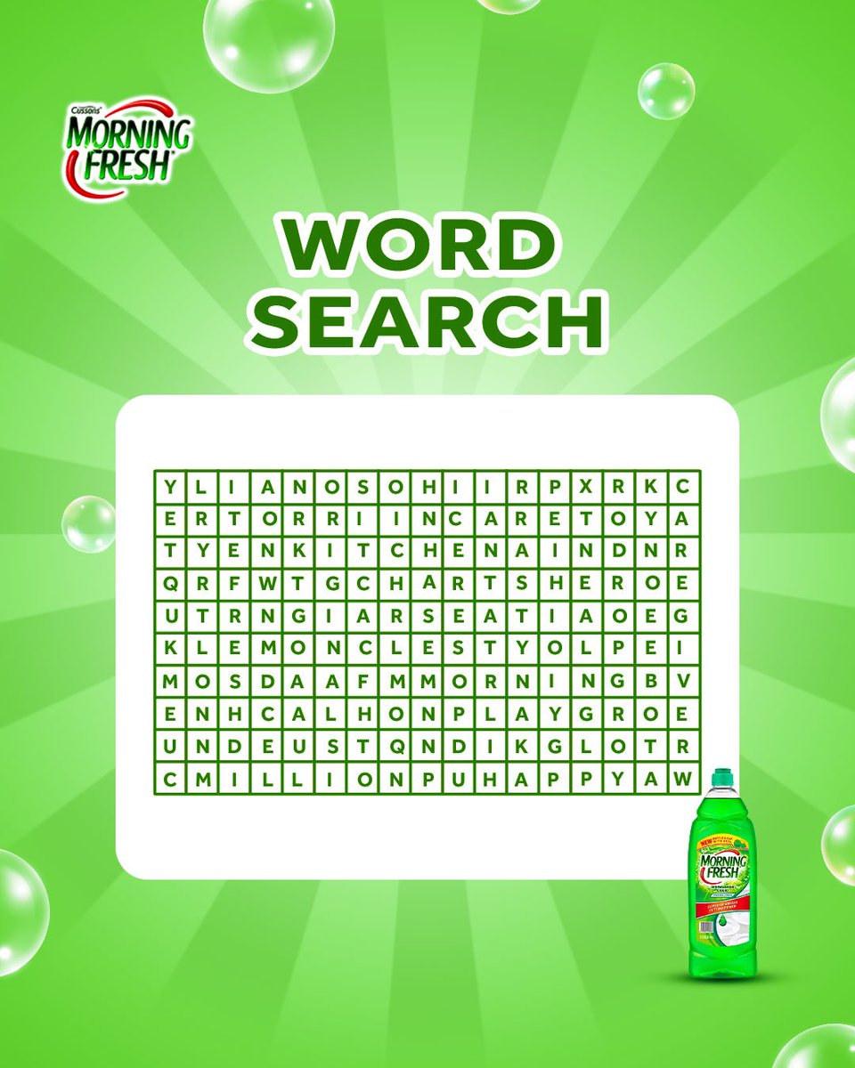 MorningFreshNG's tweet photo. It’s puzzle time! Let’s see if you can crack it.😊
#MorningFresh #KitchenCareExperts #OriginalFresh #ZestyLemon #AppleBlossomAntiBacterial https://t.co/Qz51zS4Gx8