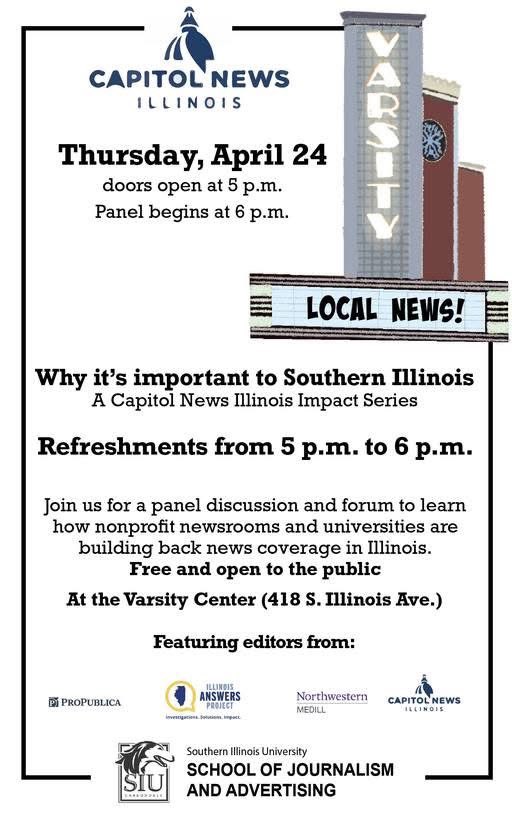 📣 Got a story idea? Think the news could be better?
Join us at 5 p.m. Thursday, April 24 at the Varsity Center in Carbondale. 

💬 Bring your ideas. Challenge us. We’re here to listen—because news matters, and so do you.