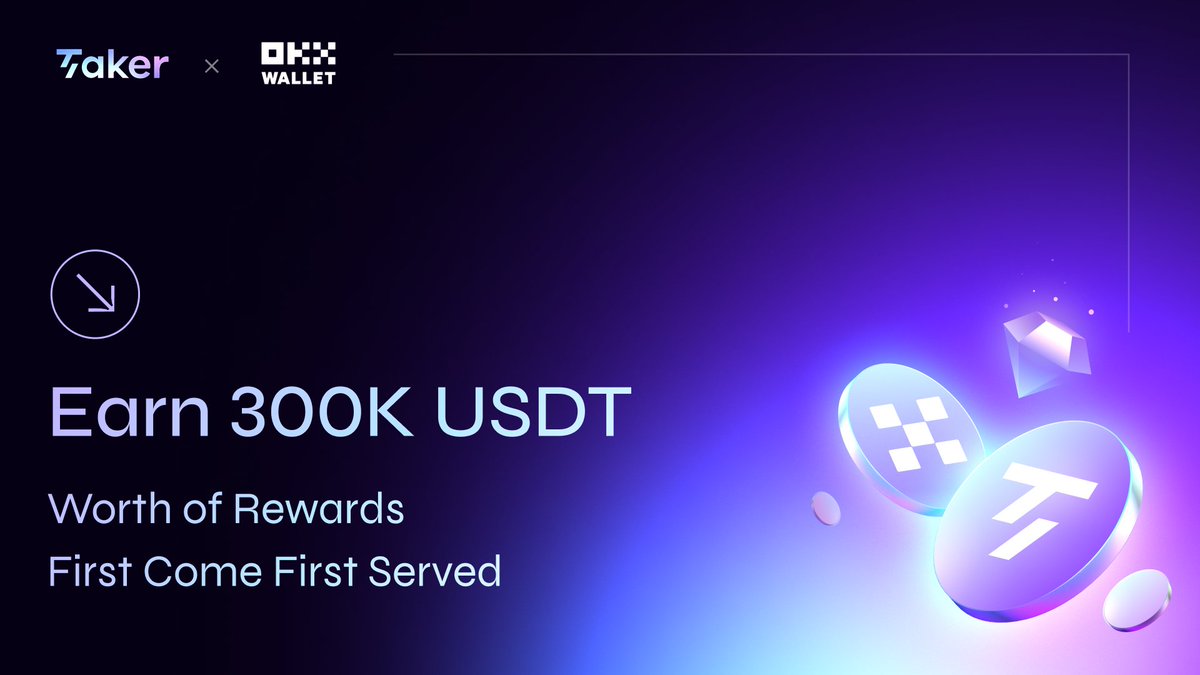🎉 Taker X OKX Wallet Giveaway is live! 🎉

To celebrate Taker Sowing launches, we partnered with <a href="/wallet/">OKX Wallet</a> to present $300,000 worth of reward #Giveaway for users. 💸

Complete the tasks and earn $5 (First Come First Served): web3.okx.com/zh-hans/giveaw… 🚀

Bridging tutorial (0 Fees):