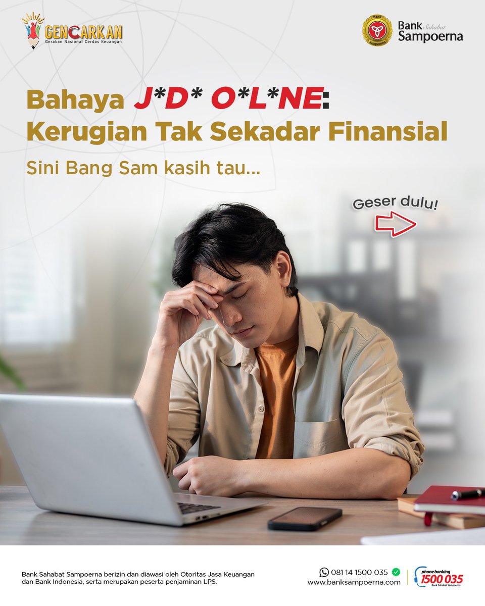 BankSampoerna's tweet photo. Sahabat, kamu sadar gak kalau ini dampak buruknya tuh banyak banget? Sebarkan ini ke orang-orang terdekat kamu ya, agar kita semua bisa terhindar dari bahayanya judi online https://t.co/fdxi6O59TT