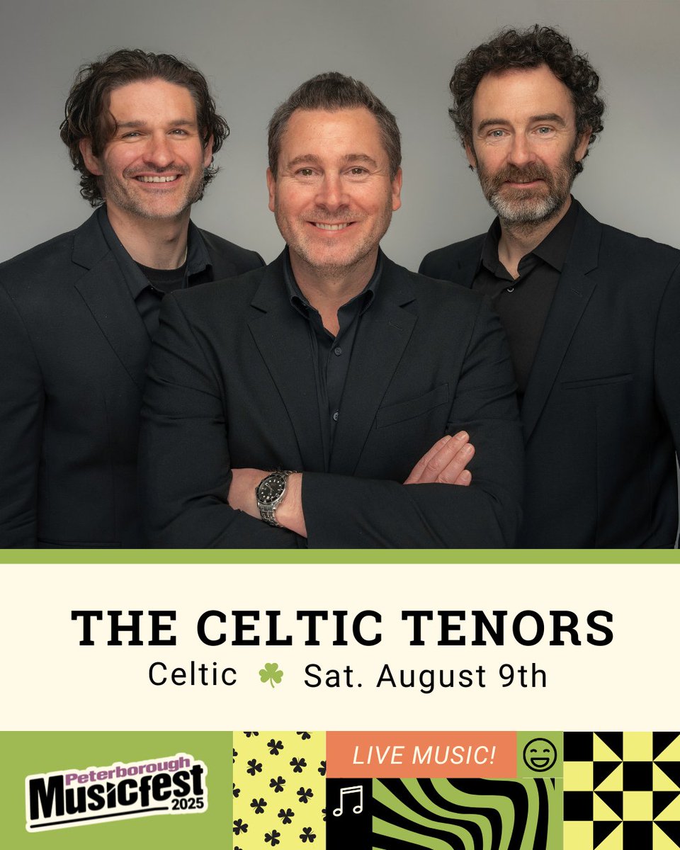 🎶 A week of FREE Irish music hits Del Crary Park! 🇮🇪
Celebrate #NineShips1825 with:
🎤 Aug 2 – Acrobat (U2 Tribute)
🎻 Aug 6 – Irish Millie + Mudmen
🎶 Aug 9 – Celtic Tenors (from Ireland)
Family-friendly fun—bring a chair!
👉 ptbomusicfest.ca | nineships1825.com