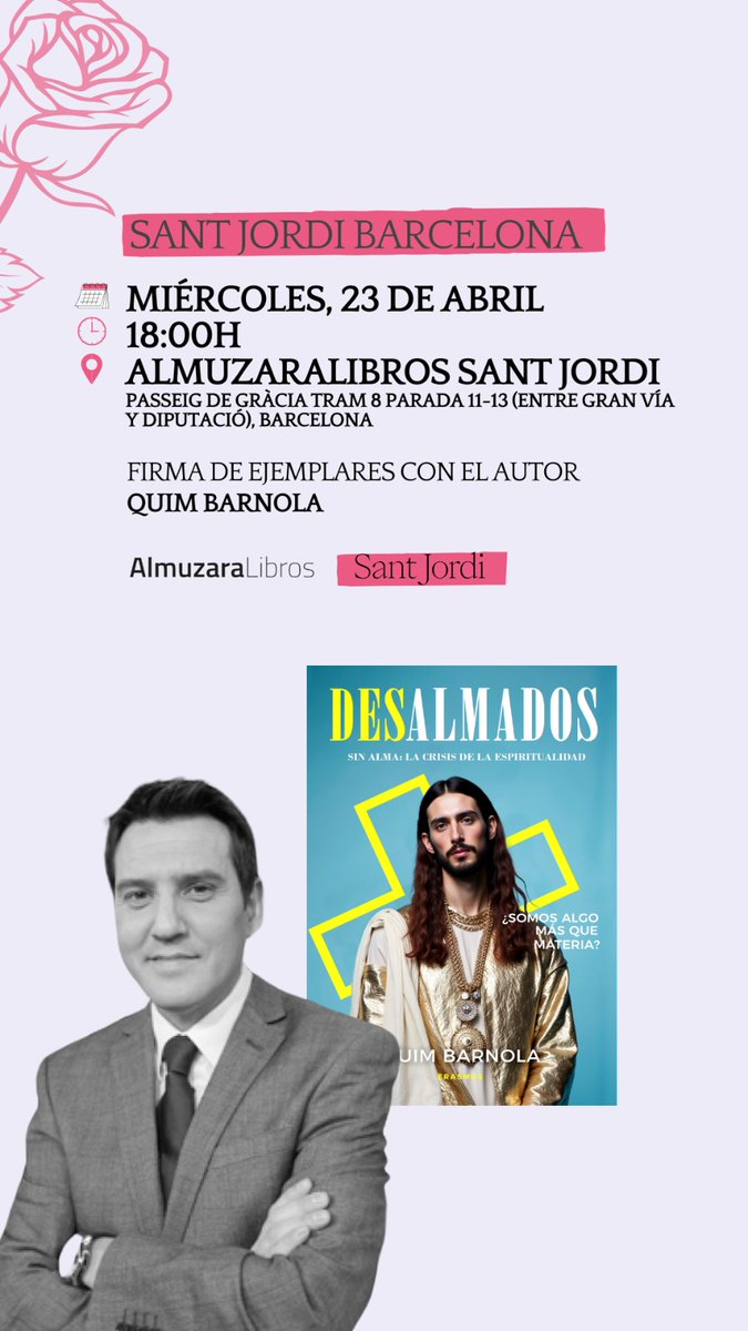 Este Sant Jordi tendremos a Quim Barnola firmando ejemplares de su último libro recién salido a librerías. 

Te esperamos en el Passeig de Gràcia el día 23 de abril.
