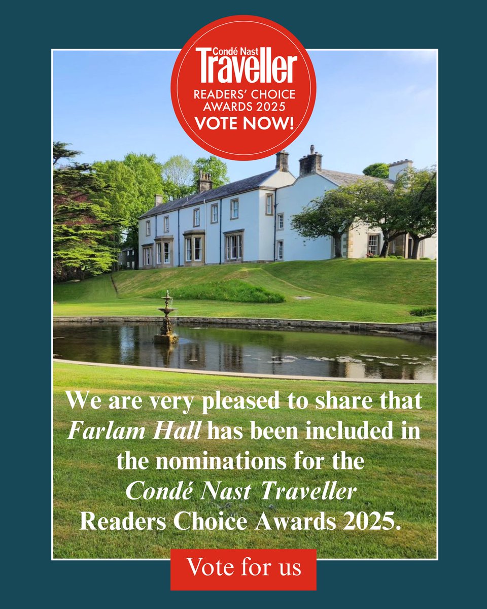 We were honoured to win the <a href="/CondeNast/">Condé Nast</a> Readers’ Choice Award last year — and we’d love your support to help us win it again! please take a moment to vote for Farlam Hall via the link below. Your support means the world to us.
condenast-interactive.typeform.com/to/PvkFdPdQ?ty…
Thank you so much.