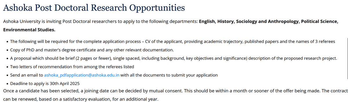 Dr. Manvi Sharma (@manvigsharma) on Twitter photo #postdoctoralopportunity <a href="/AshokaUniv/">Ashoka University</a>
If you are interested in Behaviour, Ecology, or Evolution work please reach out to me. The application process is simple and the deadline is 30th April!
Please share in your circles.
ashoka.edu.in/ashoka-post-do… #postdoctoralopportunity <a href="/AshokaUniv/">Ashoka University</a>
If you are interested in Behaviour, Ecology, or Evolution work please reach out to me. The application process is simple and the deadline is 30th April!
Please share in your circles.
ashoka.edu.in/ashoka-post-do…