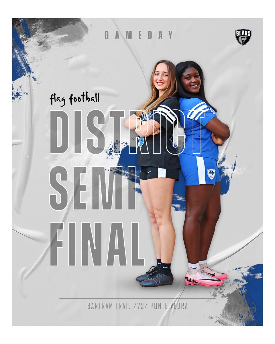 Bartram Trail Athletics ๐ป (@bt_athletics) on Twitter photo ๐๐๐ฆ๐๐๐๐ฒ
๐ <a href="/BartramFlagFB/">BTHS Flag Football</a>
๐ Ponte Vedra
๐ข 7:30
๐ Ponte Vedra
#GoBears๐ป ๐๐๐ฆ๐๐๐๐ฒ
๐ <a href="/BartramFlagFB/">BTHS Flag Football</a>
๐ Ponte Vedra
๐ข 7:30
๐ Ponte Vedra
#GoBears๐ป