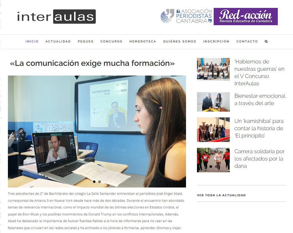 Proyecto InterAulas (@interaulas) on Twitter photo ¿Has leído los artículos destacados en la portada de <a href="/InterAulas/">Proyecto InterAulas</a> realizados por los reporteros de #ESO y #Bachillerato de los colegios <a href="/LaSalleSdr/">La Salle Santander</a> y <a href="/CCPurisima/">PURÍSIMA CONCEPCIÓN</a> de Santander y los institutos Bernardino de Escalante de Laredo y Ría San Martín de Suances? interaulas.org ¿Has leído los artículos destacados en la portada de <a href="/InterAulas/">Proyecto InterAulas</a> realizados por los reporteros de #ESO y #Bachillerato de los colegios <a href="/LaSalleSdr/">La Salle Santander</a> y <a href="/CCPurisima/">PURÍSIMA CONCEPCIÓN</a> de Santander y los institutos Bernardino de Escalante de Laredo y Ría San Martín de Suances? interaulas.org