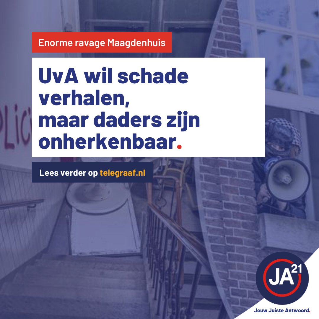 JuisteAntwoord's tweet photo. Het Maagdenhuis werd vernield, agenten aangevallen en de schade is gigantisch. Nu wil de universiteit de schade verhalen maar de kans van slagen is klein — de relschoppers waren gemaskerd.

Dit is waarom er een verbod op gezichtsbedekkende kleding moet zijn. 👇 https://t.co/gl8SZ5XeE9