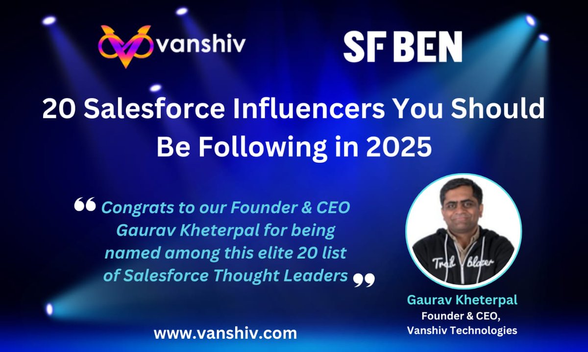 Gaurav Kheterpal (@gauravkheterpal) on Twitter photo 🌟18 years ago, I started out on this journey of <a href="/salesforce/">Salesforce</a> in Jaipur — a small town in India with big dreams.
No godfathers. No shortcuts. Just grit, late nights, and endless learning.
Today, I’m incredibly honoured to be named among the "Top 20 Salesforce Influencers to 🌟18 years ago, I started out on this journey of <a href="/salesforce/">Salesforce</a> in Jaipur — a small town in India with big dreams.
No godfathers. No shortcuts. Just grit, late nights, and endless learning.
Today, I’m incredibly honoured to be named among the "Top 20 Salesforce Influencers to