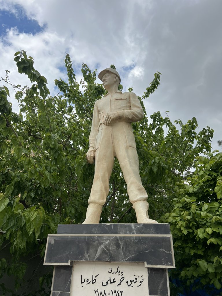 The statue of a man beloved by all and close friend of my father’s who died with his wife and children in the chemical attack 37 years ago. He stands at the entrance of the city’s oldest park. He and my father worked together at the Halabja department of electricity in the 1980s.