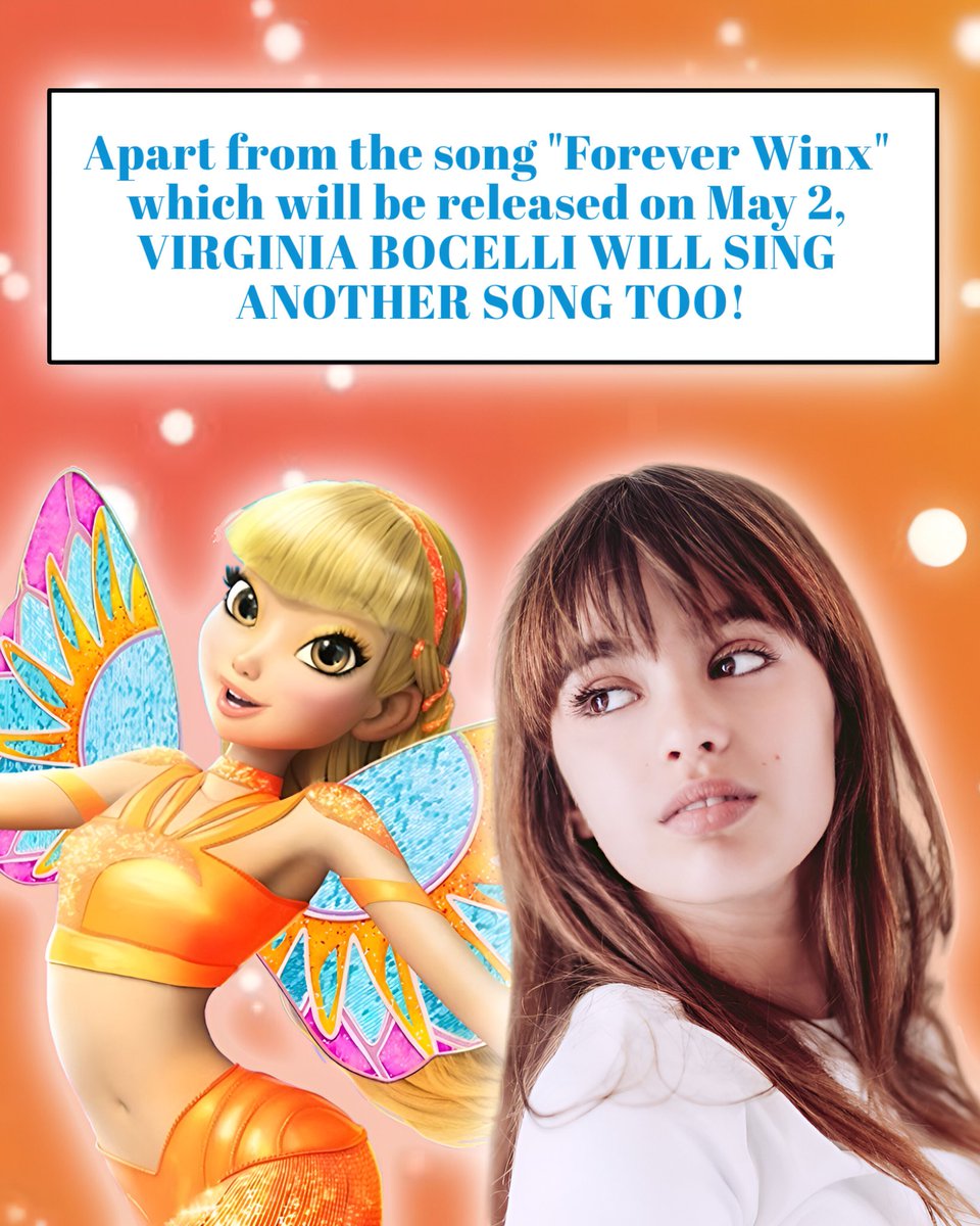 REBOOT NEWS 🔴

Virginia Bocelli will be singing two songs for the Winx Club Reboot! 🧚🏼‍♀️