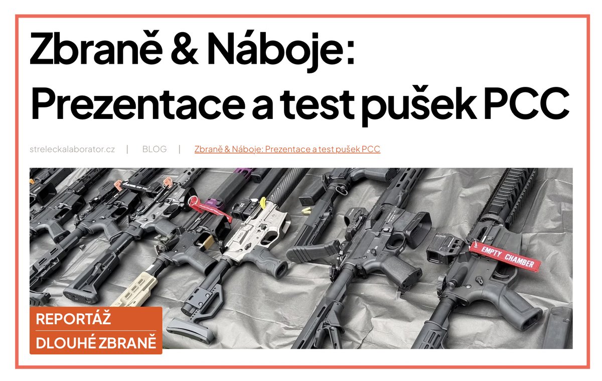 Strelecka_Lab's tweet photo. Nový příspěvěk na blogu Střelecké laboratoře

https://t.co/evZIzBwcdS

5.4.2025 se konala zajímavá prezentační a testovací akce, připravená redakcí časopisu Zbraně &amp; Náboje, zaměřená na kategorii zbraní - PCC (Pistol Caliber Carbine), tedy dlouhé zbraně v pistolových rážích. https://t.co/7KIa6rnroG