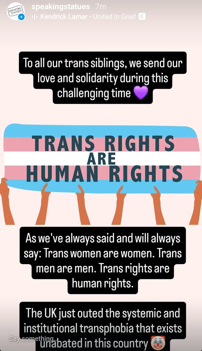 Solidarity and love to all our trans siblings💜

This is NOT the end ✊🏿

#UKSupremeCourt #TransRightsAreHumanRights #TransWomenareWomen #TransMenAreMen