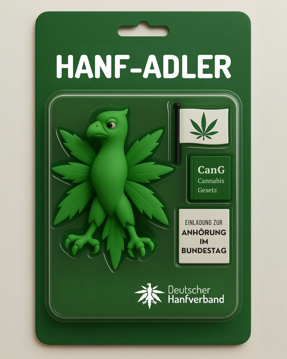⚠️ Jetzt nicht im Shop, aber immer für euch am lobbyieren für eine vernünftige Cannabispolitik: Der Hanf-Adler! 🦅

hanfverband.de