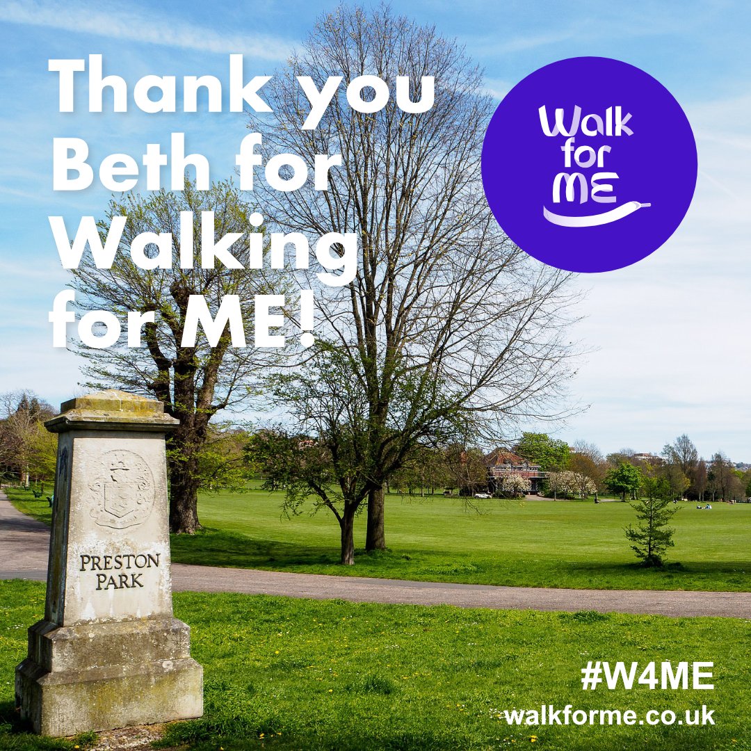 Walk for M.E (@walk_4_me) on Twitter photo A huge welcome to #W4ME to the fantastic Beth! She is running on behalf of Moria who is housebound with ME. Beth will be doing a 10K run around Preston Park to raise money for <a href="/MEResearchUK/">ME Research UK</a>
justgiving.com/page/beth-hewi… #MEAwareness #mecfslife A huge welcome to #W4ME to the fantastic Beth! She is running on behalf of Moria who is housebound with ME. Beth will be doing a 10K run around Preston Park to raise money for <a href="/MEResearchUK/">ME Research UK</a>
justgiving.com/page/beth-hewi… #MEAwareness #mecfslife