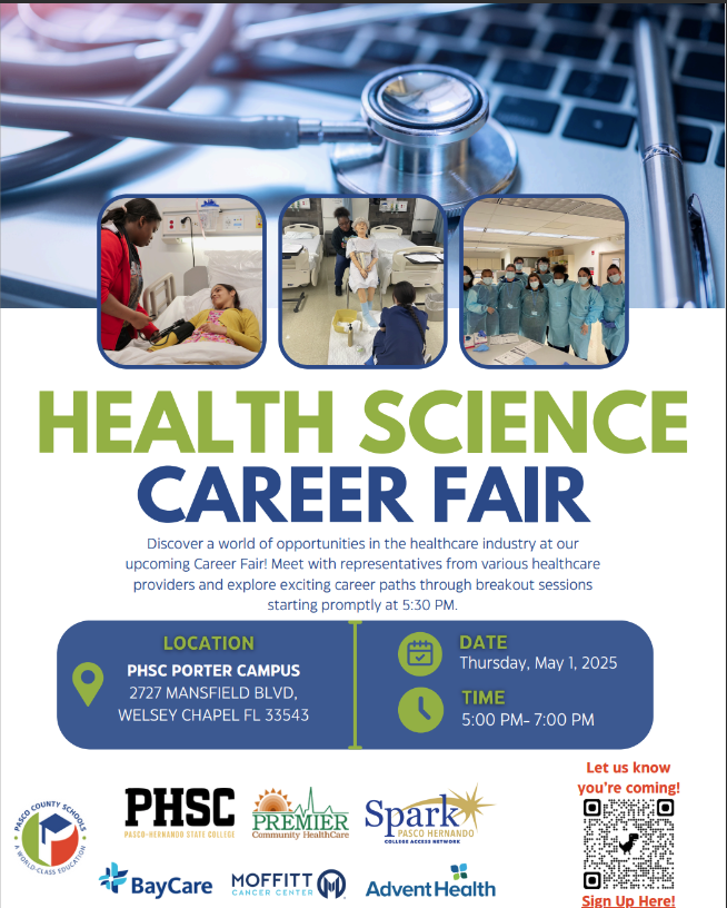 PascoEDC's tweet photo. ⚛️Are you a life sciences company? Join local workforce partners at the Health Science Career coming up on May 1st. If your company would like to participate, sign up at https://t.co/fMC3mNAXMG #WorkforceWednesday #workforceCONNECT #PascoProud @pascoschools @PHSCedu @baycare @premierchc @MoffittNews @AdventHealthWFL