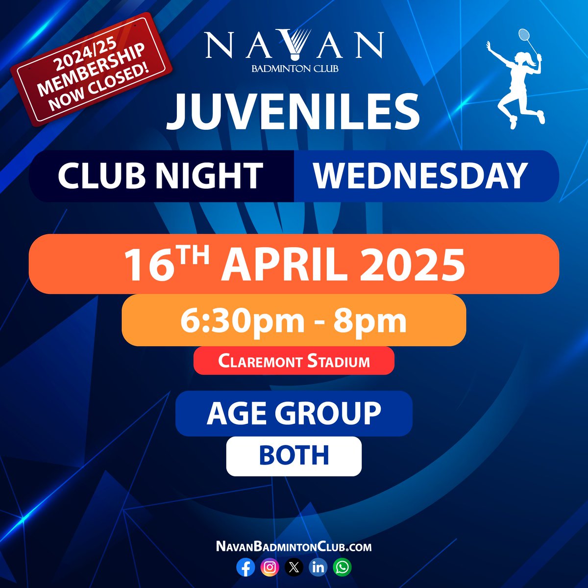 Navan Badminton Club (@navanbc) on Twitter photo #Wednesday #ClubNight at <a href="/ClaremontNavan/">Claremont Stadium</a> #tonight! 1 #Meath #Badminton #Cup #SemiFinal| SNR MENS ‘A’ v #Turin | #Juveniles on court from 6:30pm. 2/3 COURTS free from 8:30pm for all you #legends chasing #shuttles (and shadows). Bring the banter, leave the dignity!! #Navan #Ireland #Wednesday #ClubNight at <a href="/ClaremontNavan/">Claremont Stadium</a> #tonight! 1 #Meath #Badminton #Cup #SemiFinal| SNR MENS ‘A’ v #Turin | #Juveniles on court from 6:30pm. 2/3 COURTS free from 8:30pm for all you #legends chasing #shuttles (and shadows). Bring the banter, leave the dignity!! #Navan #Ireland
