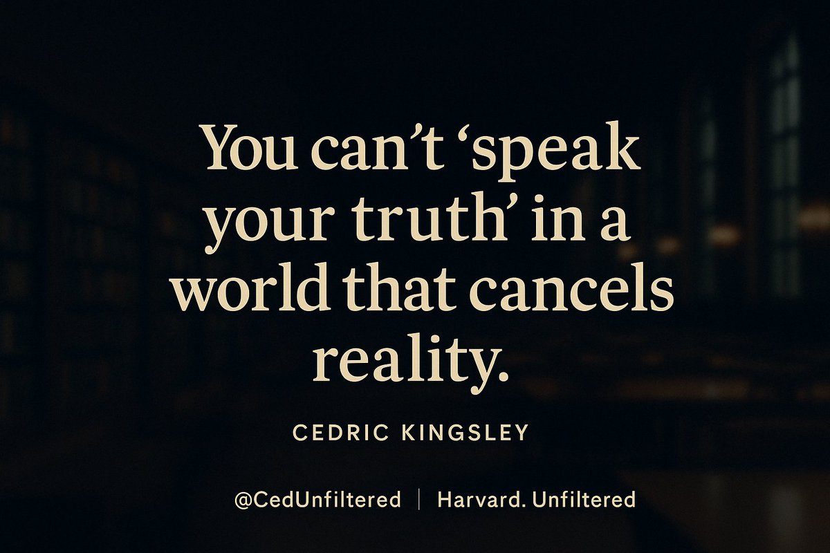CedUnfiltered's tweet photo. They told my generation that silence is violence.

But now they punish speech and reward obedience.

You can’t “speak your truth” in a world that cancels reality.

So I’ll say it:

Biology is real. Borders matter. Freedom isn’t negotiable.

#CedUnfiltered #TruthOverTrends https://t.co/uwaB4cDksk
