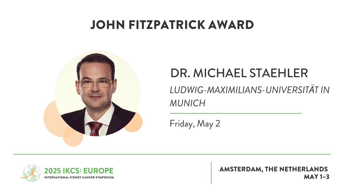 Kidney Cancer (@kidneycancer) on Twitter photo 🎉CONGRATULATIONS to <a href="/MichaelStaehler/">Michael Staehler</a>, recipient of the KCA's 2025 John Fitzpatrick Award recognizing excellence in urology care! The award will be presented at #IKCSEU25, don't miss his lecture! kidneycancer.swoogo.com/IKCSEU25 🎉CONGRATULATIONS to <a href="/MichaelStaehler/">Michael Staehler</a>, recipient of the KCA's 2025 John Fitzpatrick Award recognizing excellence in urology care! The award will be presented at #IKCSEU25, don't miss his lecture! kidneycancer.swoogo.com/IKCSEU25
