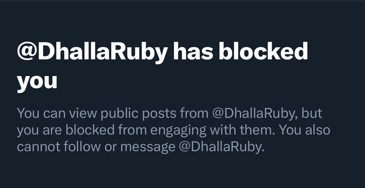 wonderlandduck's tweet image. Woke up to find this. Likely because I support Carney and not her. 

Looks like thin skin Dhalla can’t accept reality, especially when it’s pointed out to her. 🤭🤷🏾‍♂️ 

She would have failed miserably with Trump. 

#rubydhalla #thetruthhurts