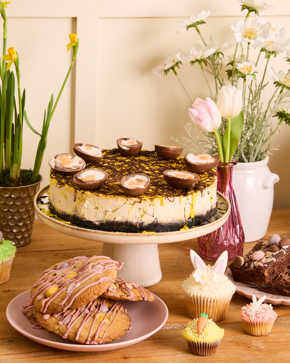 From chick design layer Cakes and Creme Egg Cheesecakes to chocolate egg-topped Brownies and adorable themed Cupcakes, our Easter Collection is bursting with springtime joy 🧁🌸

Available to order: bit.ly/4hDVJ0a — just in time for the weekend! 🐰