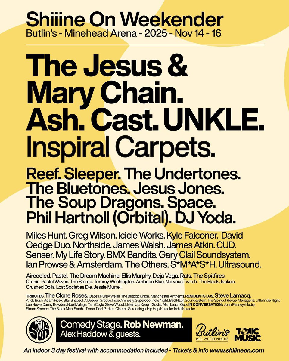 We are playing the amazing <a href="/Shiiine/">Sky</a> On festival in November #festival #indie #rave #ive #livemusic 
#britpop #Shedseven #oasis #blur #pulp #stoneroses #stoneisland #casual #indie #fifa #uefa #PremierLeague #championsleague #totp #newcastle #seaside #butlins #adidas #minehead