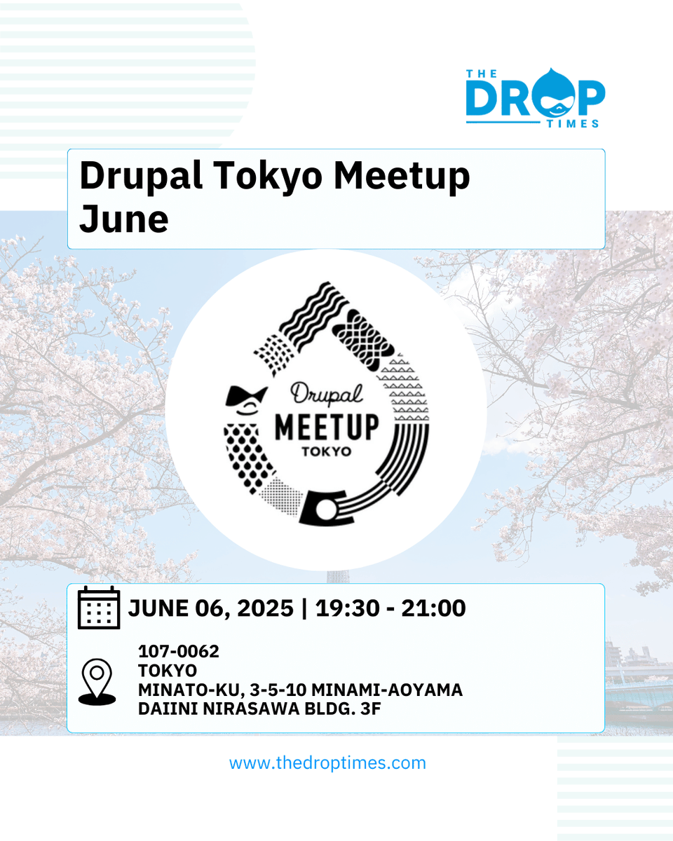 Drupal Tokyo Meetup #102 is happening June 6! Join Japan’s Drupal community to explore AI, share project updates, and recap @DrupalCon  Atlanta. 🇯🇵 <a href="/kazunoko_m/">kazunoko</a> <a href="/maruyamahiakru/">丸山ひかる</a> <a href="/snize/">snize</a> <a href="/dgcircus/">デジタルサーカス</a> <a href="/DrupalTokyo/">Drupal Tokyo</a> 
🔗 bit.ly/4jcPAJZ 
#Drupal #DrupalTokyo #AI