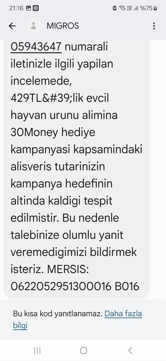 nerminsin's tweet photo. @Migros_Turkiye @MSanalMarket @migros Puanım 3 kere aradım ama olumsuz yanıt geldi.
Sokak hayvanları için aldığım üründen doğan 30 puanı ben yine onlar için kullanacağım.
Dün yazdığım silinmiş. İade gerçekleşen kadar yazmaya devam edeceğim https://t.co/CALG7JjC8c