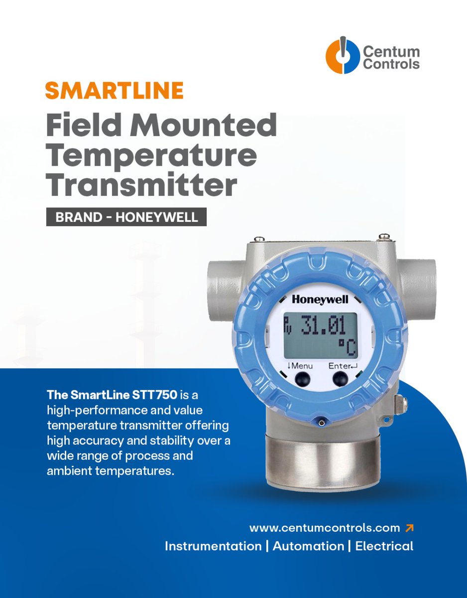 centumcontrols's tweet image. High-performance temp control! The #Honeywell SMARTLINE STT750 delivers top accuracy &amp;amp; stability for diverse #ProcessApplications. Modular design &amp;amp; low cost of ownership!

#TemperatureTransmitter #Instrumentation #FieldMounted #ControlSystems #Safety #Smartline #Reliable