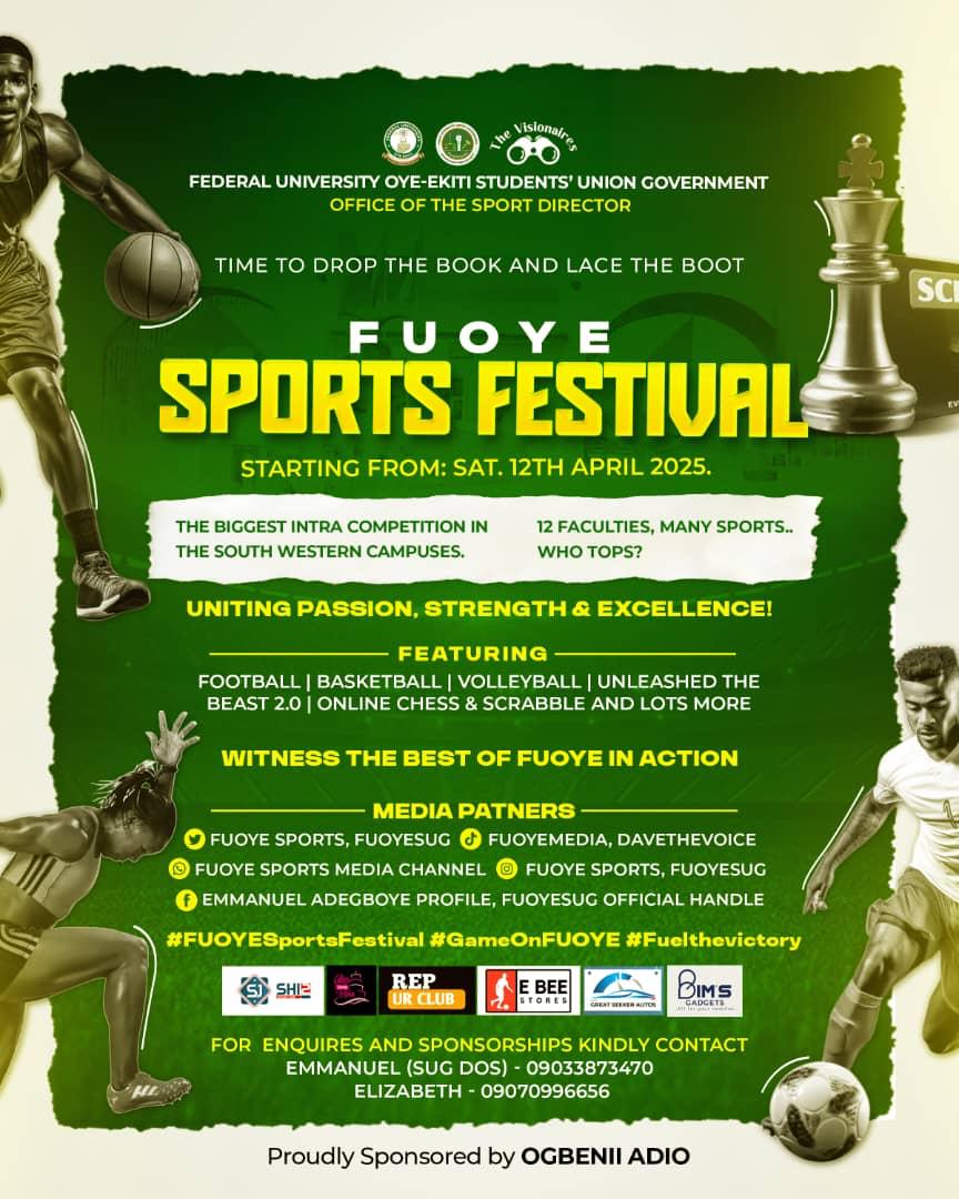 FUOYE_SPORTS's tweet photo. Match Day 2 kicks off today, and the heat is real!

Science vs Law (2:30PM)
Will the scientists cook up another 6-goal thriller, or will Law win a case? 

Art vs CMS (4PM)
Flair meets flow. Will the Art boys paint the field with brilliance, or will CMS control the headlines? https://t.co/7kYGvlvjAj