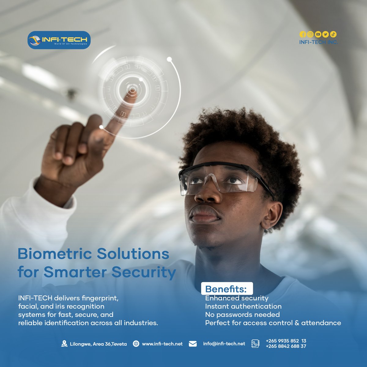 infitechmw's tweet image. 🔒Smarter Security Starts Here!

INFI-TECH offers advanced biometric solutions — including fingerprint, facial, and iris recognition
 
🌐 infi-tech.net
📞 +265 99 358 52 13
#InfiTech #BiometricSolutions #SmartSecurity #FingerprintTech #FacialRecognition #SecureAccess