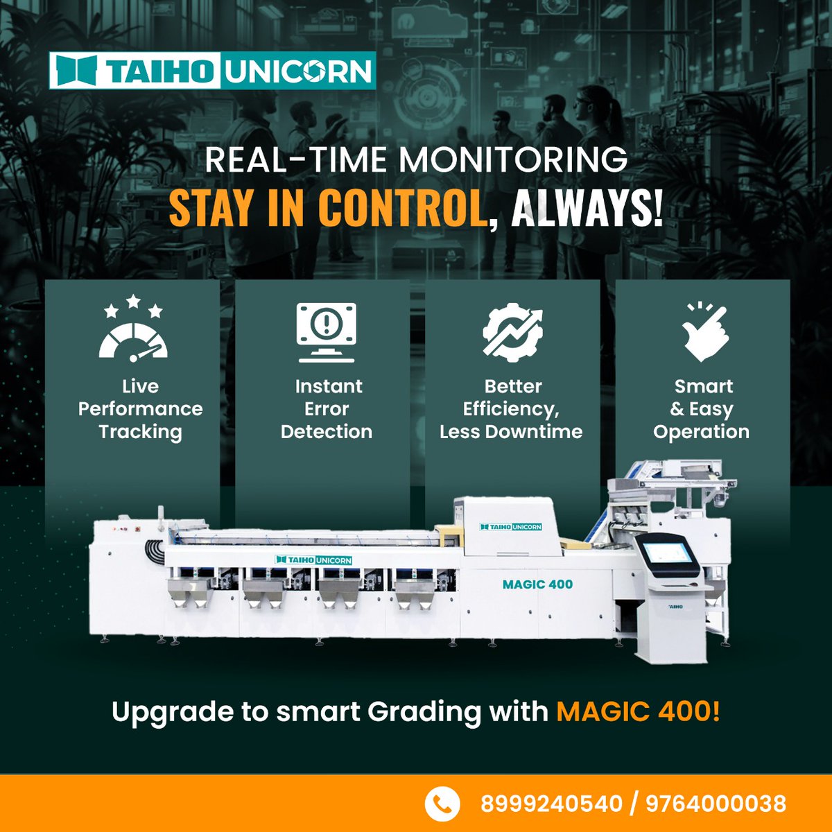 SorterUnic70896's tweet image. With MAGIC 400, stay in control of your sorting process anytime, anywhere! 
📩 Contact us today!
Call Now: +91 96577 22184

#magic400 #gradingmachine #gradingtechnology #unicorncolorsorter #UnicornSorter #SortingMachine #PrecisionSorting #AdvancedMachine #BestForCashew #Fastest