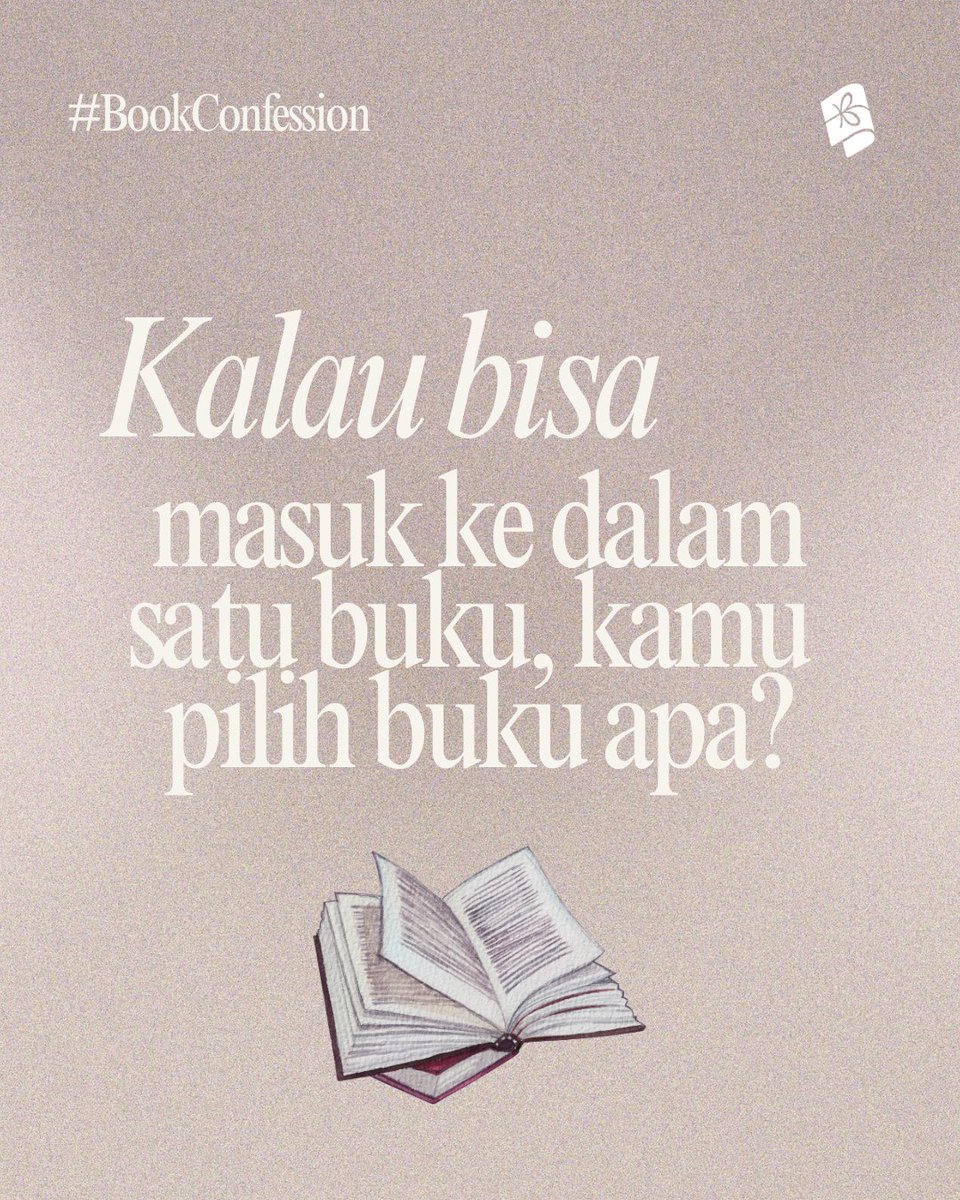 Bukune's tweet photo. Kalau bisa masuk ke dalam satu buku, kira-kira buku apa yang jadi pilihan kamu?👀
#bookconfession https://t.co/sfYQKlvbwg