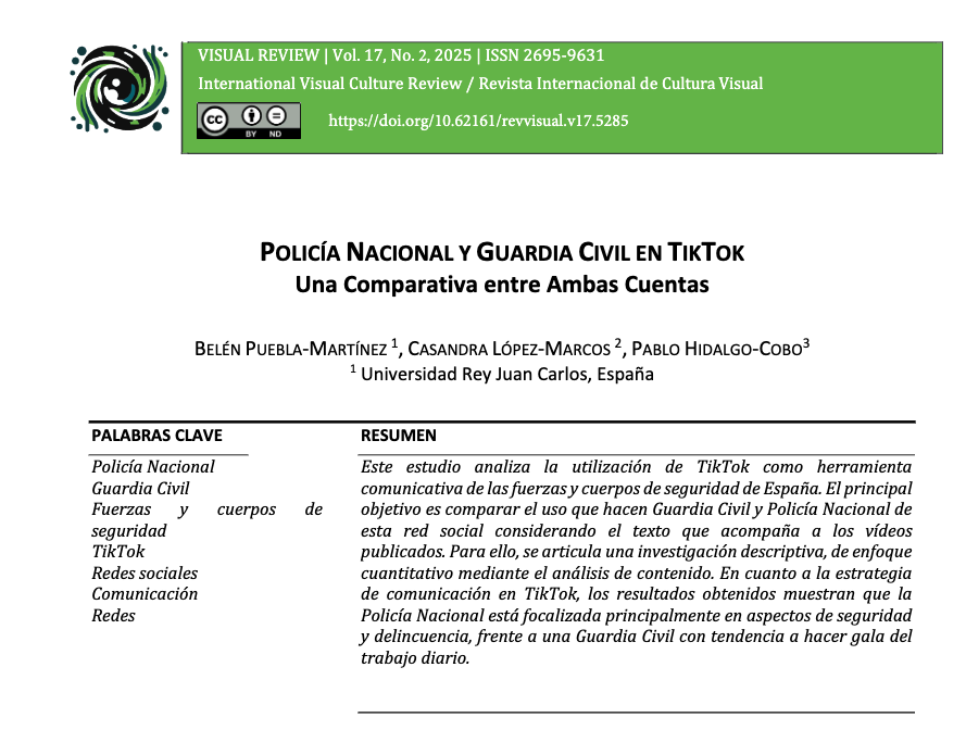👮‍♀️📲 ¿Cómo usan TikTok la Policía Nacional y la Guardia Civil?

Un estudio compara sus estrategias, temáticas y niveles de interacción para conectar con la ciudadanía más joven.

📰 Léelo en Visual Review 👉 visualcompublications.es/revVISUAL/arti…