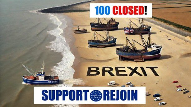 RejoinP's tweet photo. 🎣 2016 Farage: “The acid test of Brexit is fishing.”
2024: 🐟 Boats docked
⚓ Trade sunk
📦 Markets lost

The test? ❌ FAILED.

Farage built a career on the sea.
Then let it sink.
#FarageVsReality #BrexitHasFailed #RejoinEU https://t.co/HhRaqrWeiC