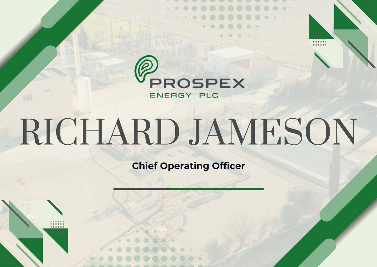 📢 We’re pleased to announce Richard Jameson as COO of Prospex Energy. A senior engineer and long-time supporter, Richard brings deep experience and holds 2.42% of the Company. He’ll support our growing portfolio across Spain and Poland.
