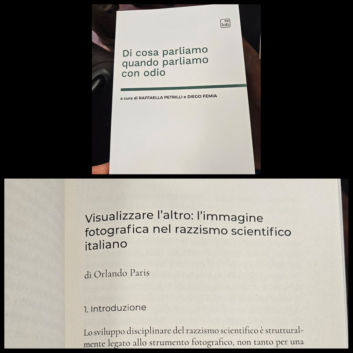 È uscito"Di cosa parliamo quando parliamo con odio", a cura di R. Petrilli e D. Femia.Un libro necessario.Orgoglioso di aver contribuito con un saggio sul ruolo delle immagini nell’evoluzione del razzismo scientifico, una delle pagine più buie della storia della scienza italiana