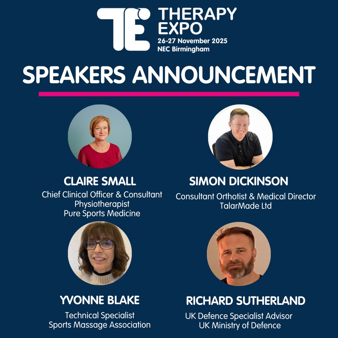 Therapy Expo (@therapyexpo) on Twitter photo 📢 ANNOUNCING MORE SPEAKERS
Introducing...
<a href="/puresportsmed/">Pure Sports Medicine</a> @talarmade @sportsmassageassociation <a href="/DefenceHQ/">Ministry of Defence 🇬🇧</a> 📢 ANNOUNCING MORE SPEAKERS
Introducing...
<a href="/puresportsmed/">Pure Sports Medicine</a> @talarmade @sportsmassageassociation <a href="/DefenceHQ/">Ministry of Defence 🇬🇧</a>