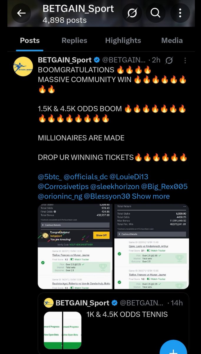 juwonodudu's tweet photo. @BETGAINS1 @5btc_ @officials_dc @LouieDi13 @Corrosivetips @sleekhorizon @Big_Rex005 @orioninc_ng @Blessyon30 Follow and like 
More win in ur account @BETGAINS1 https://t.co/17QZYMZu6t