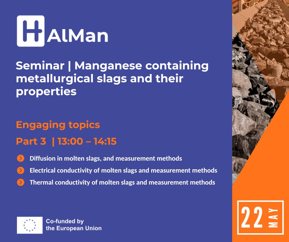 Seminar | Manganese containing metallurgical slags and their properties Date: 22 May, 2025 | Time: 08:20 – 15:50 CET. 📍 Trondheim (Aud. B1, Gløshaugen) &amp; Online 🔗 Register: bit.ly/3RVf4za📄 Programme: bit.ly/4j1hBDB