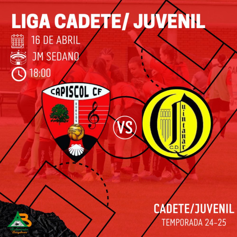 Jornada aplazada ‼️🚨

Nuestro Femenino B y nuestras Cadetes/Juveniles jugarán hoy los partidos aplazados contra el <a href="/cdquintanar/">CD Quintanar Palacio</a> 

¡Mucha suerte y por el ➕3️⃣ chicas 😍‼️

#capiscolfemenino