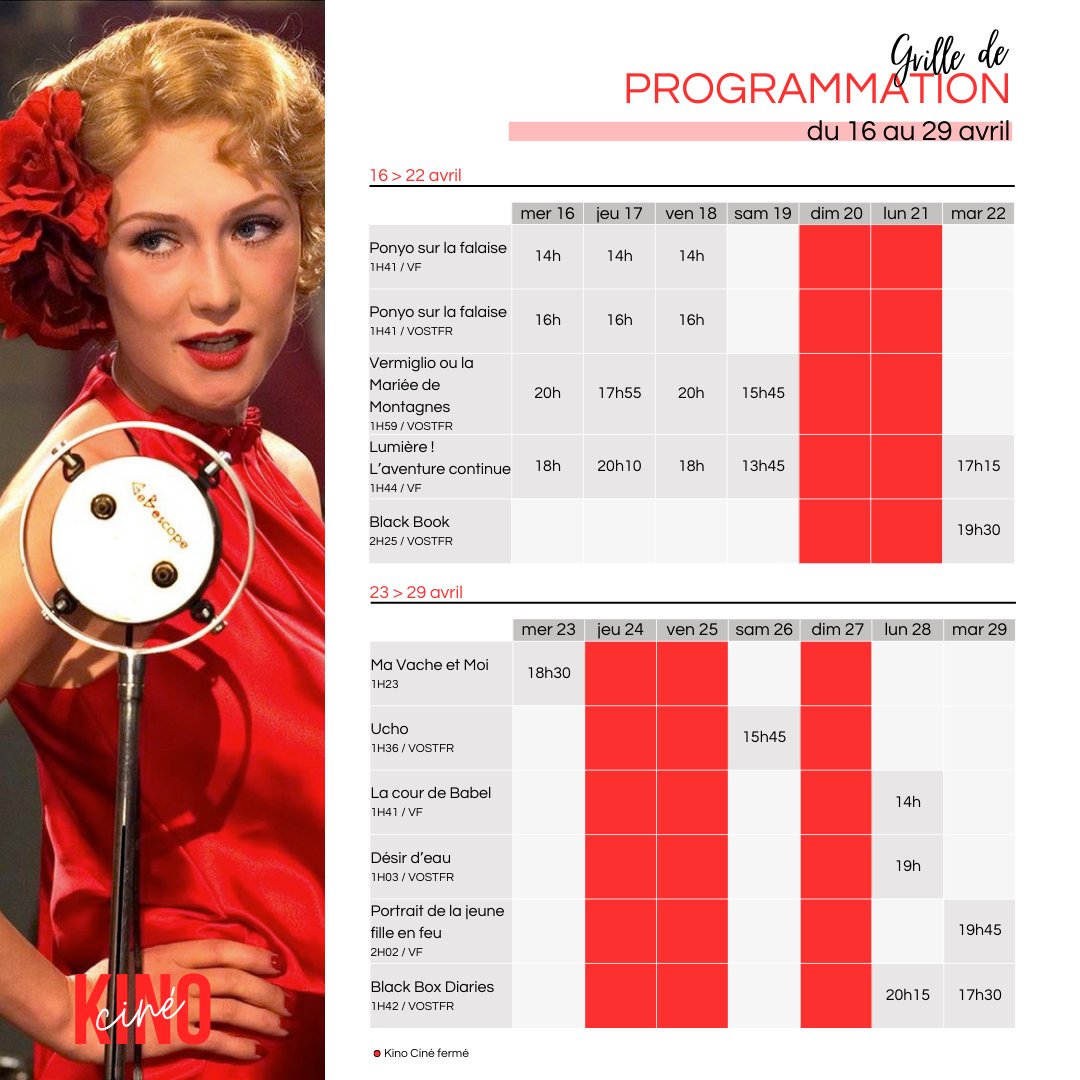 🌟Programme du 02 au 15 avril 📷kino-cine.com📷