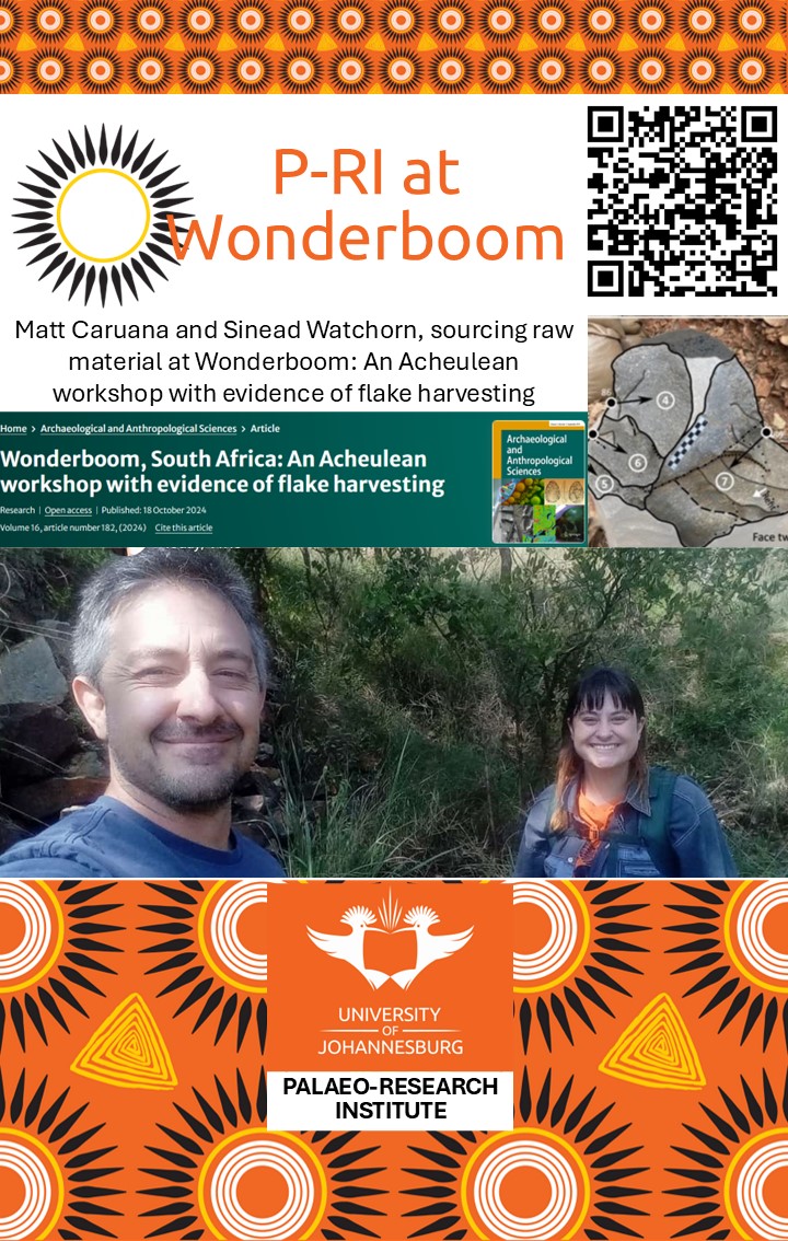 UJ Palaeo-Research Institute (@ujpalaeo) on Twitter photo Today we feature the incredible work being done by Matt Caruana and MA student Sinead Watchorn at Wonderboom! They are currently focused on sourcing materials for experimental work on flake harvestingāa key aspect of understanding tool-making practices.
<a href="/UjHumanities/">UJ Faculty of Humanities</a> <a href="/go2uj/">University of Johannesburg</a> Today we feature the incredible work being done by Matt Caruana and MA student Sinead Watchorn at Wonderboom! They are currently focused on sourcing materials for experimental work on flake harvestingāa key aspect of understanding tool-making practices.
<a href="/UjHumanities/">UJ Faculty of Humanities</a> <a href="/go2uj/">University of Johannesburg</a>