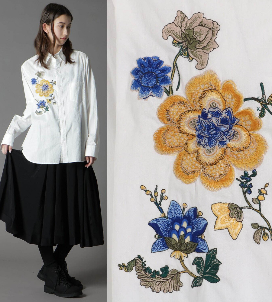 fashionpressnet's tweet photo. ヨウジヤマモト「グラウンド ワイ」スリムな”中華花刺繍”シャツ、大阪・心斎橋限定で - https://t.co/XijmmSdyRL https://t.co/9puSMS5opI