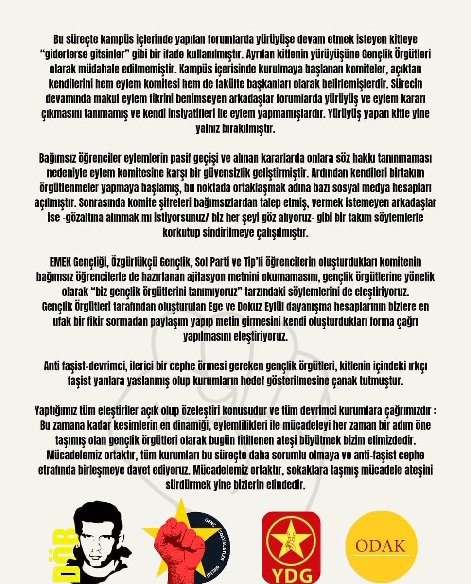 Süreç hakkında ortak açıklamamızdır.