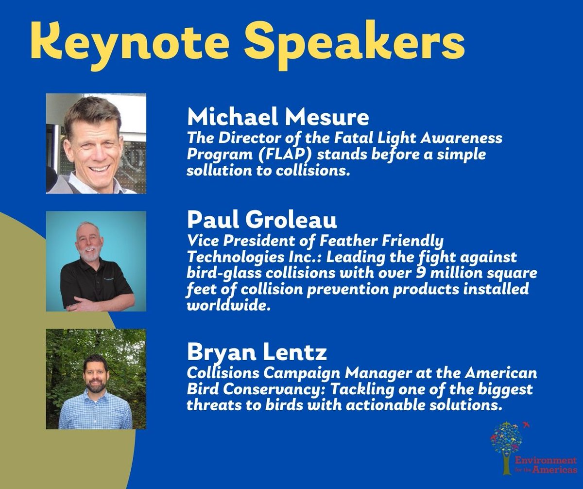 World Migratory Bird Day (@wmbd) on Twitter photo Join <a href="/enviroamericas/">Environment for the Americas</a> for the #WorldMigratoryBirdDay 2025 webinar “A Pane in the Glass” 🕊️
📆 Apr 17 | 12–1 PM MST / 8–9 PM CET
💡 Prevent bird-window collisions & build safer cities!
🎤 Keynote: Michael Mesure (FLAP)
➡️ Register: us06web.zoom.us/meeting/regist… Join <a href="/enviroamericas/">Environment for the Americas</a> for the #WorldMigratoryBirdDay 2025 webinar “A Pane in the Glass” 🕊️
📆 Apr 17 | 12–1 PM MST / 8–9 PM CET
💡 Prevent bird-window collisions & build safer cities!
🎤 Keynote: Michael Mesure (FLAP)
➡️ Register: us06web.zoom.us/meeting/regist…