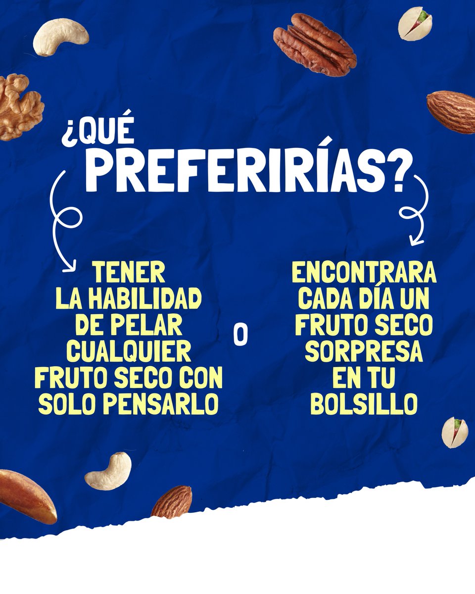 ¡Imagina! ✨
Podrías ser el amo de las nueces con solo un pensamiento 🧠 o tener un bolsillo mágico lleno de sorpresas crujientes 🤩
¿Cuál eliges? ¡Déjanos tu respuesta! 👇

#humor #frutossecos #preferir #juego #elegir #medina #alimentacion #almendras #anacardos #nueces #pipas