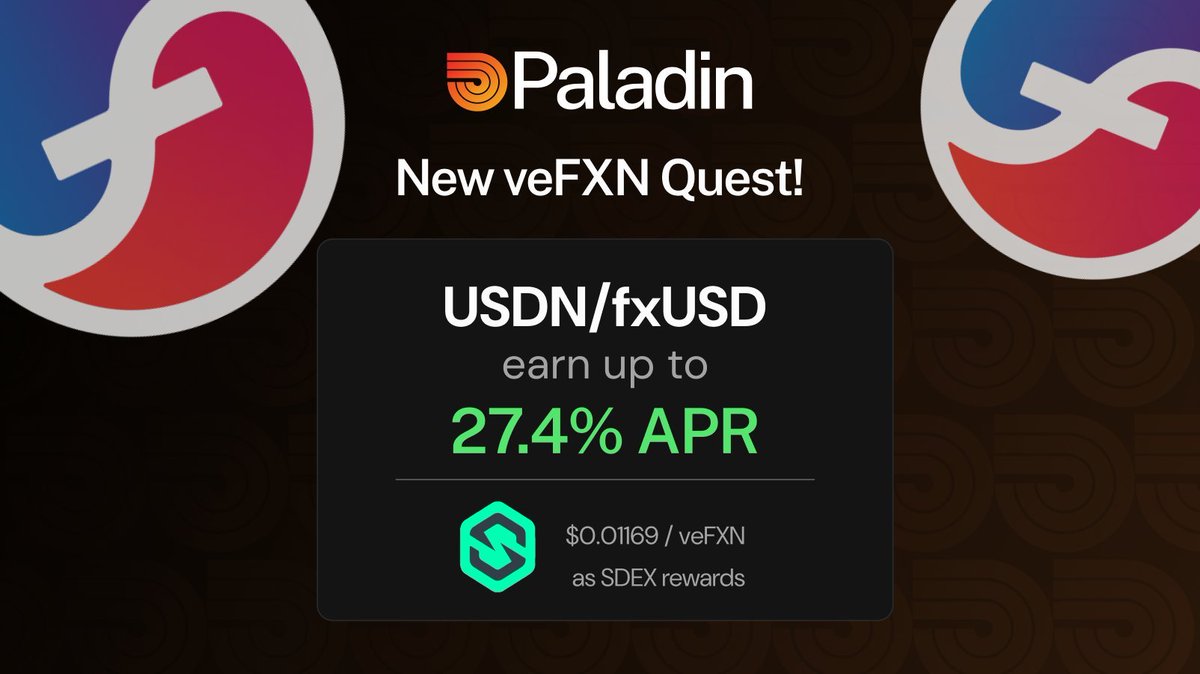 A new <a href="/protocol_fx/">f(x) Protocol</a> Quest is live with attractive voting incentives up for grabs! 👀

The $USDN - $fxUSD gauge has received $SDEX incentives from <a href="/SmarDex/">SMARDEX.io</a>.

Cast your vote with your $veFXN now and claim your share of the rewards! 🗳️