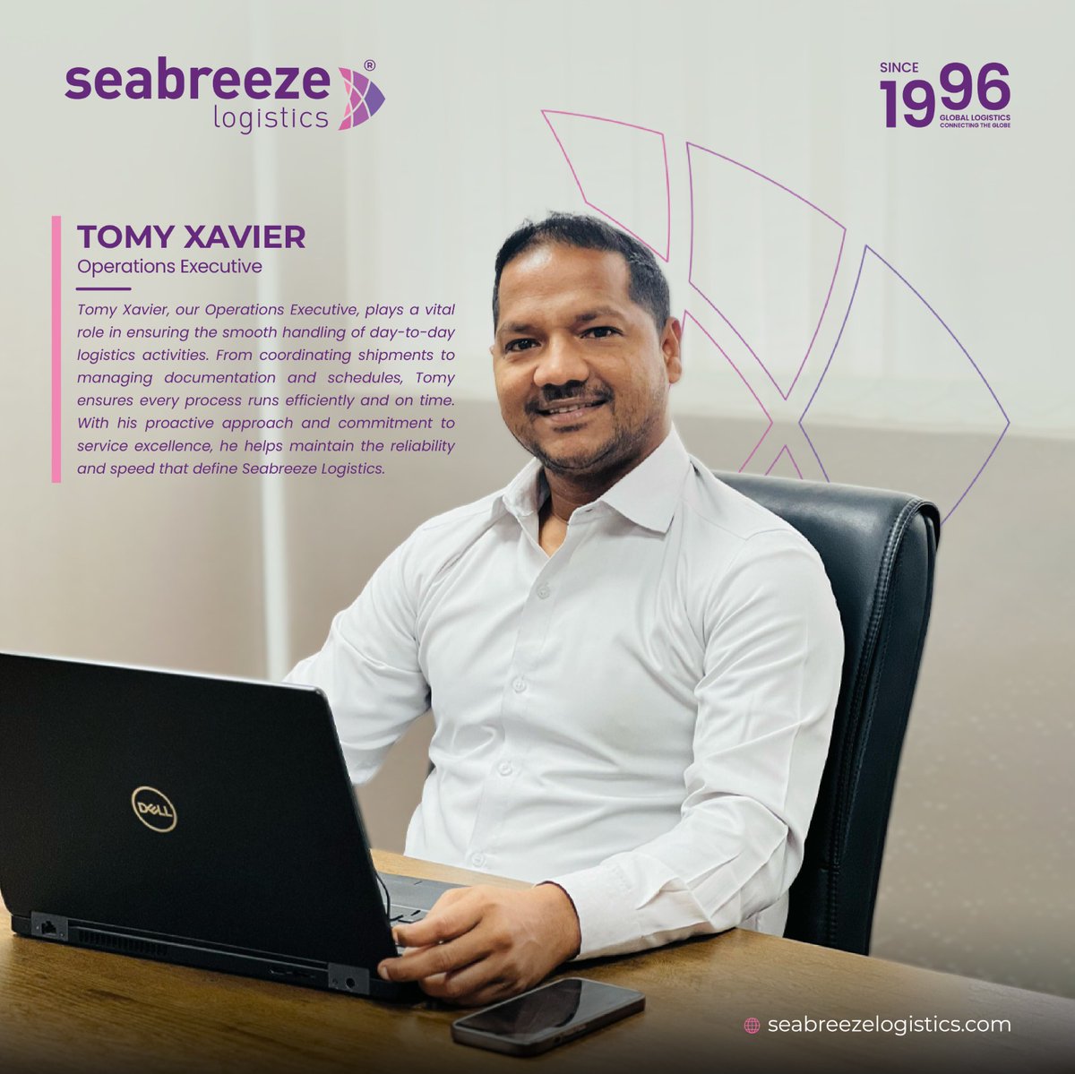 seabreezelogis's tweet image. Meet Tomy Xavier, our Operations Executive, who keeps things moving behind the scenes at Seabreeze Logistics.

#SeabreezeLogistics #LogisticsExcellence #OperationsExpert #TeamSeabreeze #GlobalShipping #EmployeeAppreciation