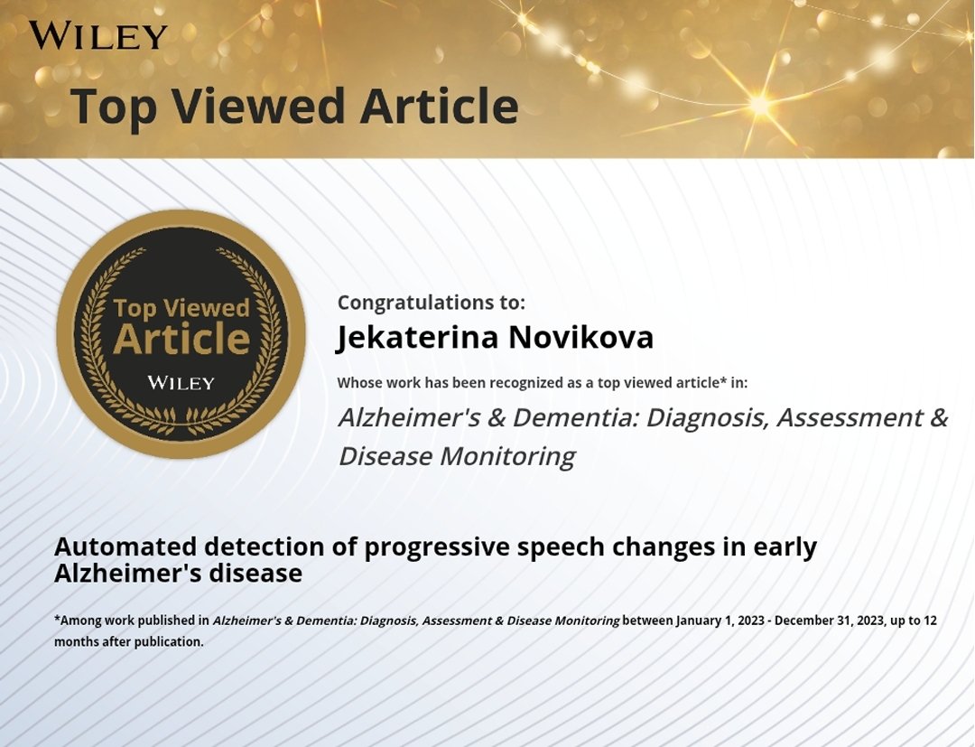 Jekaterina Novikova (@j_novikova_nlp) on Twitter photo Glad to share that our publication was recognized as the Top Viewed Article. Read it here onlinelibrary.wiley.com/doi/full/10.10…
#TopViewedArticle <a href="/wileyinresearch/">Wiley in research</a> Glad to share that our publication was recognized as the Top Viewed Article. Read it here onlinelibrary.wiley.com/doi/full/10.10…
#TopViewedArticle <a href="/wileyinresearch/">Wiley in research</a>
