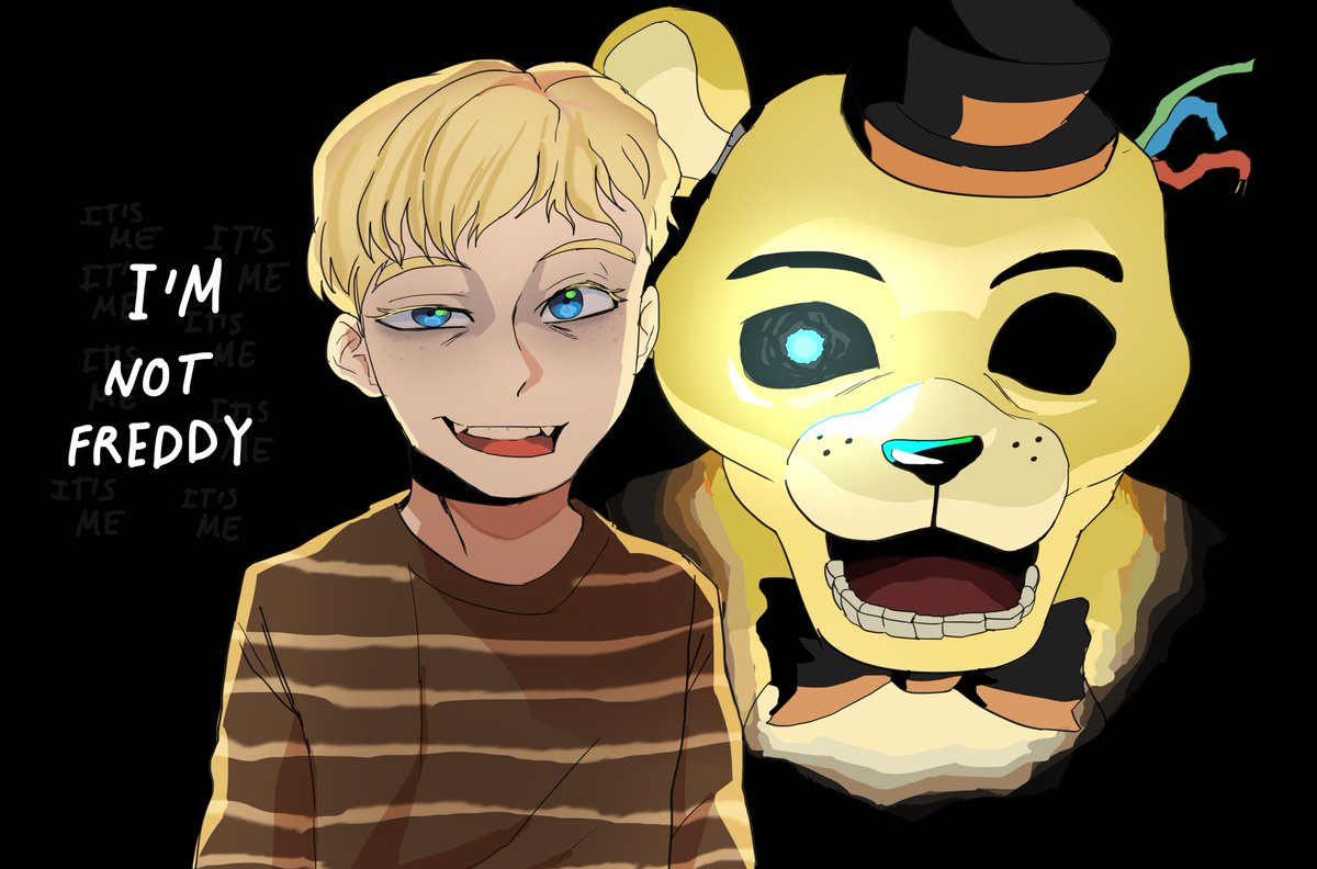 Since fnaf movie 2 trailer came up, here's an old piece of the golden freddy  kid :3 #fnaf #fnafmovie #fivenightsatfreddys #fanart #goldenfreddy  #digitalart, image size:1200x792
